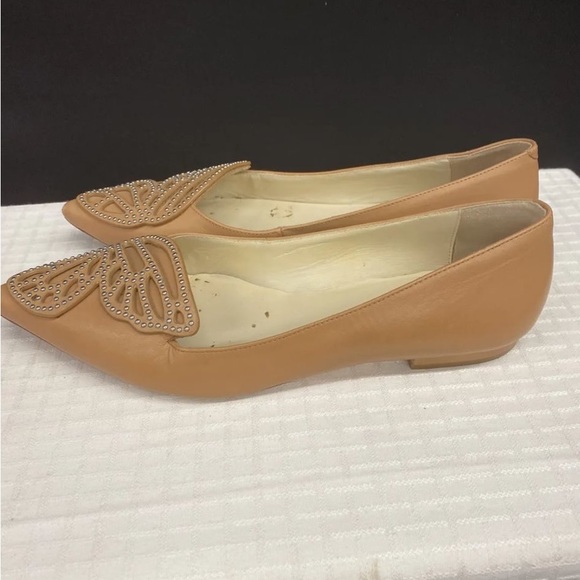 Sophia Webster Butterfly Flats Women's Size 39 Beige Pointed Toe Leather Shoes - Picture 7 of 7
